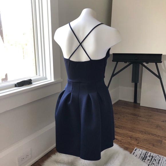 Windsor Navy Cocktail Dress S Plunge Neckline - Picture 5 of 7